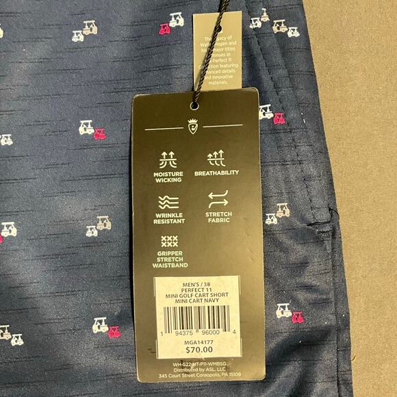 NWT Walter Hagen Perfect 11 Collection 38"W X 10" Inseam Mini Golf Cart Navy - Picture 8 of 10